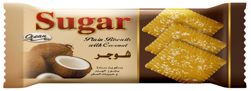 شوجر بسكويت سادة بجوز الهند و حبيبات السكر